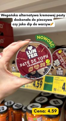 Pasta wegańska Paté de tofu Lunter Cranberries promocja w Kaufland