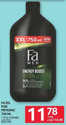 Żel pod prysznic Fa Men Energy Boost 750ml promocja w Selgros