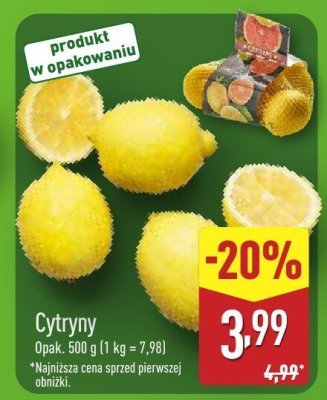 Cytryny opak. 500 g (1 kg = 7,98) promocja w Aldi