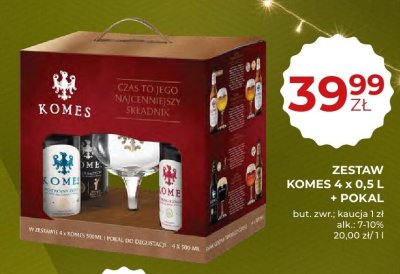Piwo Komes Zestaw 4 x 0,5 L + pokal promocja w Duży Ben