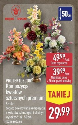 Kompozycja kwiatów sztucznych premium różne rodzaje promocja w Aldi