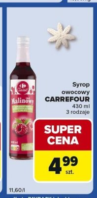 Syrop owocowy CARREFOUR malinowy 430 ml 3 rodzaje promocja w Carrefour Express
