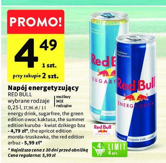 Napój energetyczny kuruba kwiat dzikiego bzu Red bull the summer edition promocja