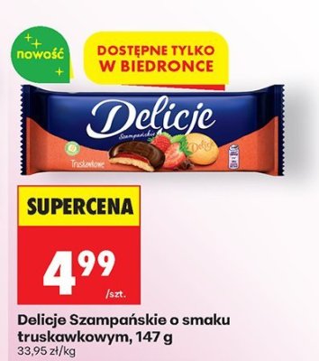 Delicje Szampańskie o smaku truskawkowym, 147 g promocja w Biedronka
