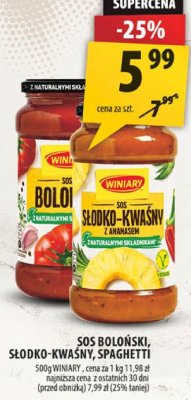 Sos boloński, słodko-kwaśny, spaghetti Winiary promocja w Arhelan