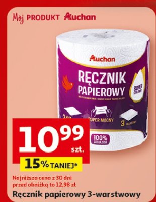 Ręcznik papierowy Auchan 3-warstwowy promocja w Auchan