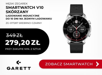 Smartwatch męski zegarek V10 Skórzany Srebrno-Czarny ZG-017287 promocja w Briju