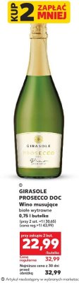 Wino musujące Prosecco DOC białe wytrawne 0,75 l promocja w Kaufland