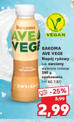 Napój owsiany o smaku naturalnym Bakoma ave vege promocja