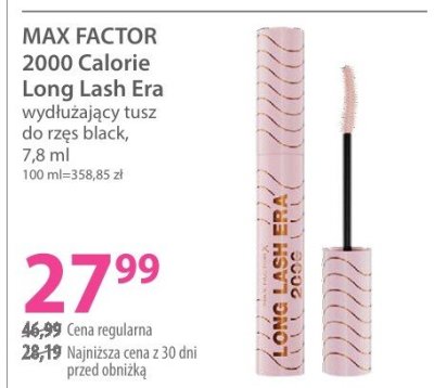 Tusz MAX FACTOR 2000 Calorie Long Lash Era wydłużający do rzęs black promocja w Hebe