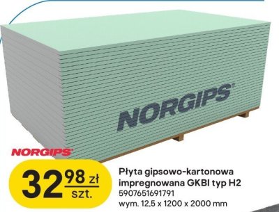 Płyta gipsowo-kartonowa impregnowana GKBI typ H2 promocja w Castorama