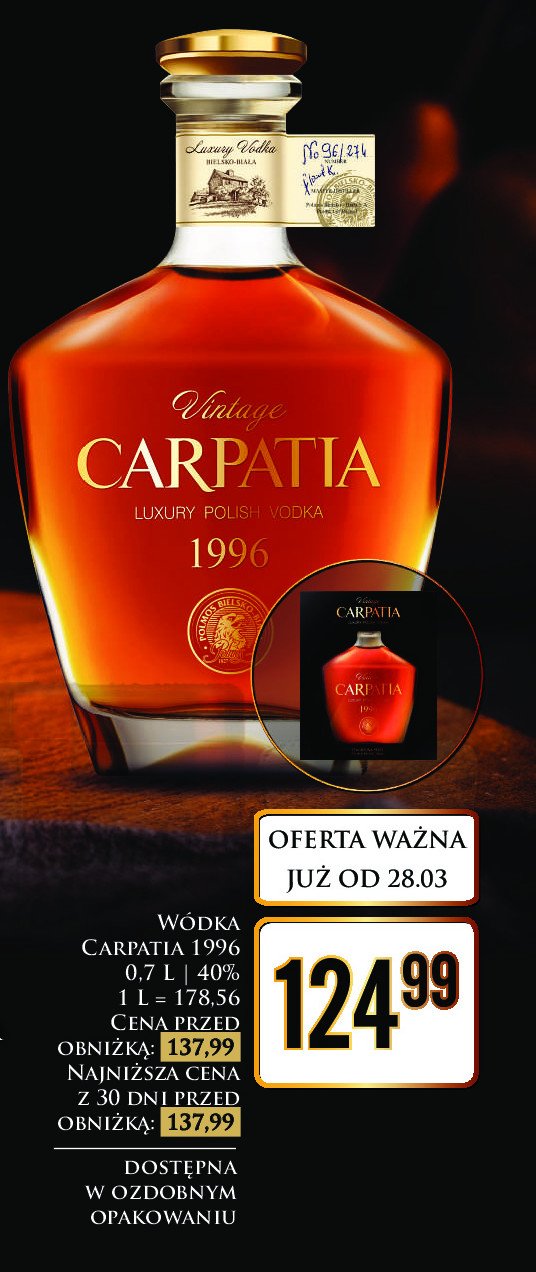 W贸dka karton CARPATIA VINTAGE 1996 promocja