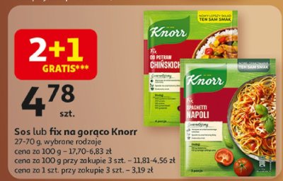 Sos lub fix na gorąco Knorr, wybrane rodzaje promocja w Auchan