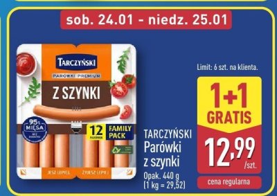 Parówki z szynki 1+1 GRATIS promocja w Aldi