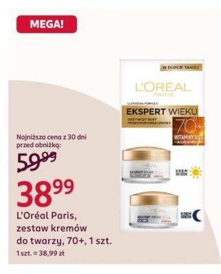 Zestaw kremów do twarzy L'Oréal Paris, 70+ promocja w Rossmann
