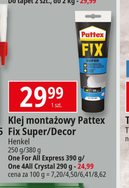 Klej monta偶owy super Pattex fix promocja