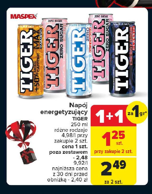 Napój zero wild strawberry Tiger energy drink promocja