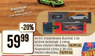 Auto sterowane Rastar 1:24 różne rodzaje promocja w Dino