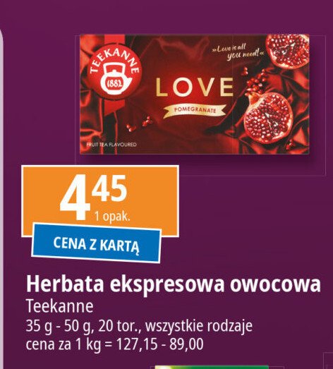 Herbata pomegranate Teekanne love promocja w Leclerc