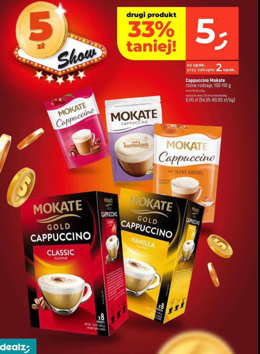 Kawa cappuccino classic Mokate gold promocja w Dealz