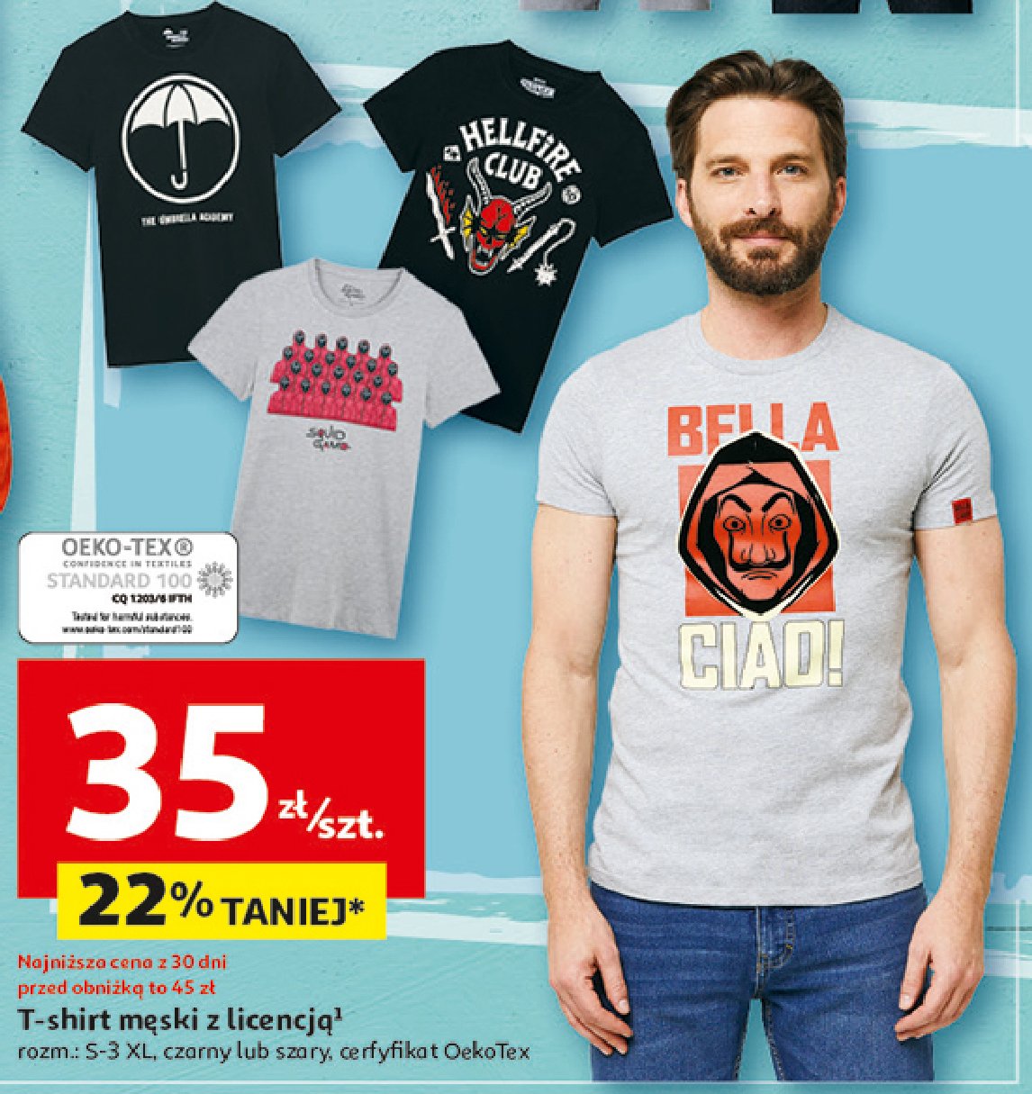 T-shirt męski s-3xl Auchan inextenso promocja
