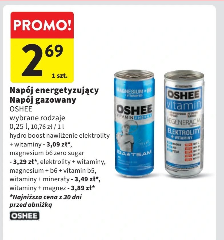 Napój nawodnienie acai i granat Oshee hydro boost promocja