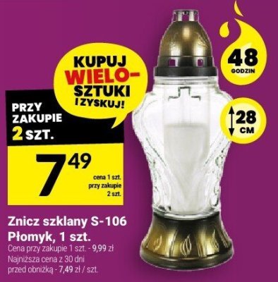 Znicz szklany S-106 Płomyk, 1 szt. promocja w Twój Market