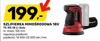 Szlifierka mimośrodowa 18V TE-RS 18 Li-Solo Einhell promocja w Bricomarche