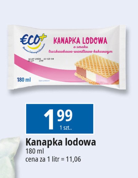 Kanapka lodowa waniliowo-truskawkowo-kakaowa Eco+ promocja