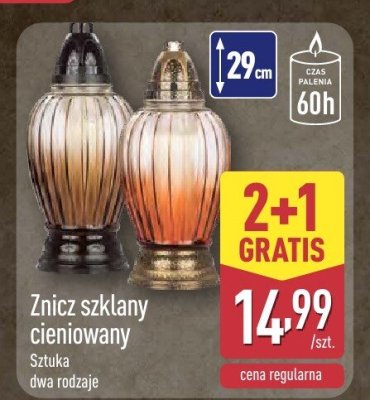 Znicz szklany cieniowany 2+1 GRATIS promocja w Aldi