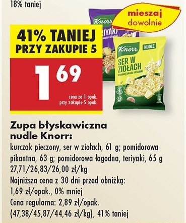 Pomidorowe łagodne Knorr nudle promocja w Biedronka