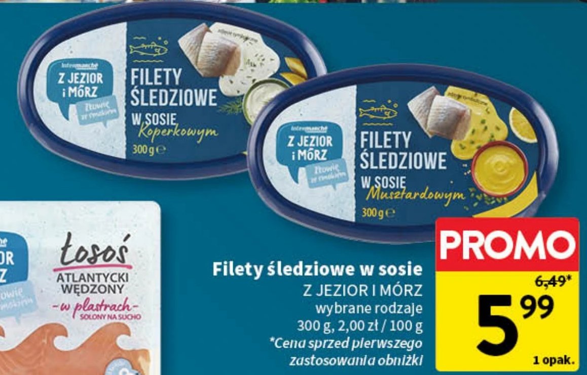 Filety śledziowe w sosie śmietanowym Intermarche z jezior i mórz promocja w Intermarche