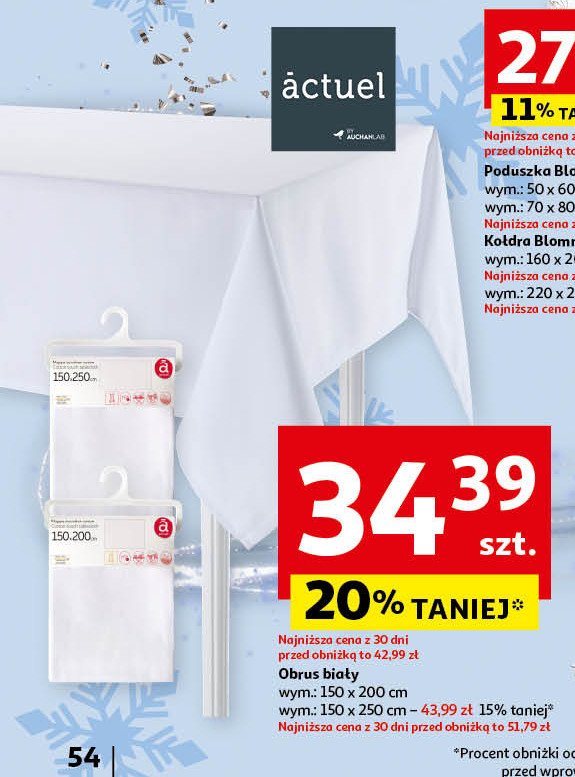 Obrus dekoracyjny 150 x 250 cm Actuel promocja w Auchan