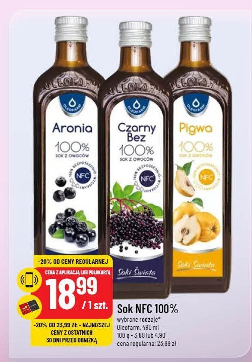 Sok z czarnego bzu 100% Oleofarm promocja