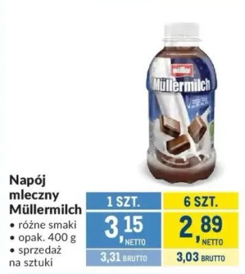 Napój mleczny Müllermilch różne smaki promocja w Makro