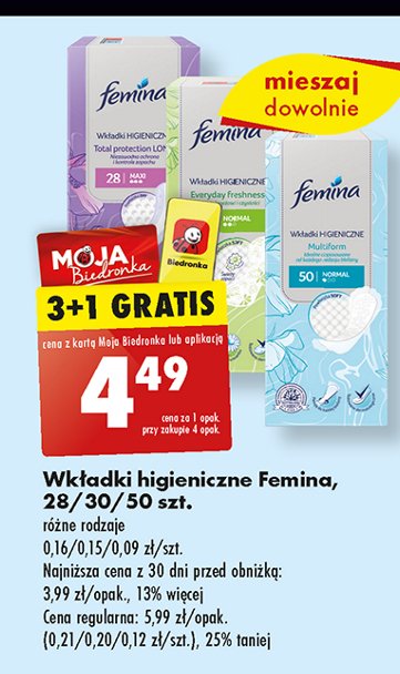 Wkładki higieniczne multiform normal Femina classic promocja