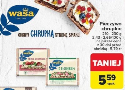 Pieczywo chrupkie Wasa 206-280g promocja w Carrefour