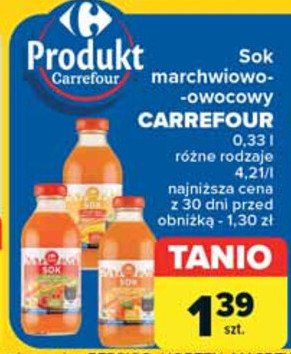 Sok marchew-jabłko-malina Carrefour classic promocja