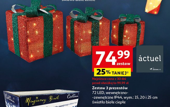 Zestaw prezentów 72 led Actuel promocja w Auchan