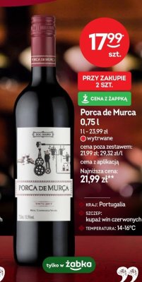 Wino Porca de Murca czerwone wytrawne 0,75l promocja w Żabka