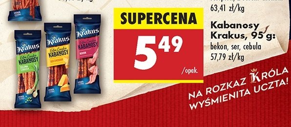 Kabanosy z bekonem Krakus animex promocja w Biedronka