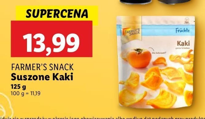 Kaki suszone Farmer's snack promocja w Lidl