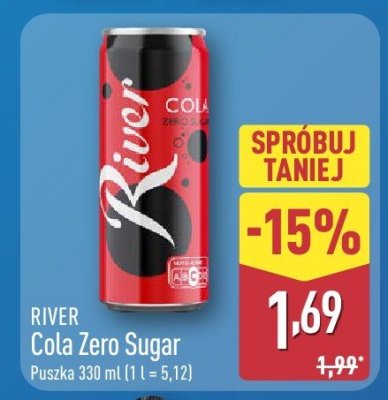 Napój RIVER Cola Zero Sugar 330ml puszka promocja w Aldi