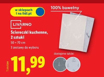 Ściereczki kuchenne Livarno, 2 sztuki, 50 × 70 cm, 3 zestawy do wyboru, 100% bawełny promocja w Lidl