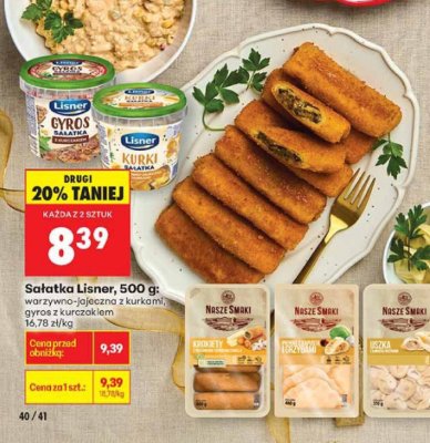 Sałatka Lisner 500g warzywno-jajeczna z kurkami gyros z kurczakiem promocja w Biedronka