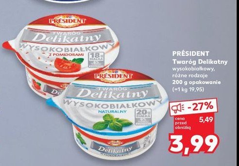 Twaróg wysokobiałkowy naturalny President promocja