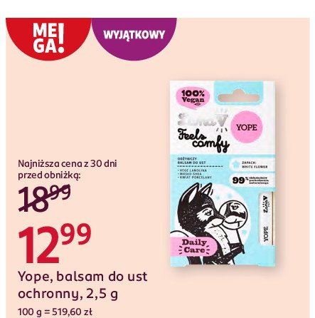 Odżywczy balsam do ust feels comfy Yope promocja w Rossmann