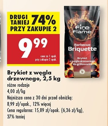 Brykiet z węgla drzewnego Fire & flame promocja w Twój Market