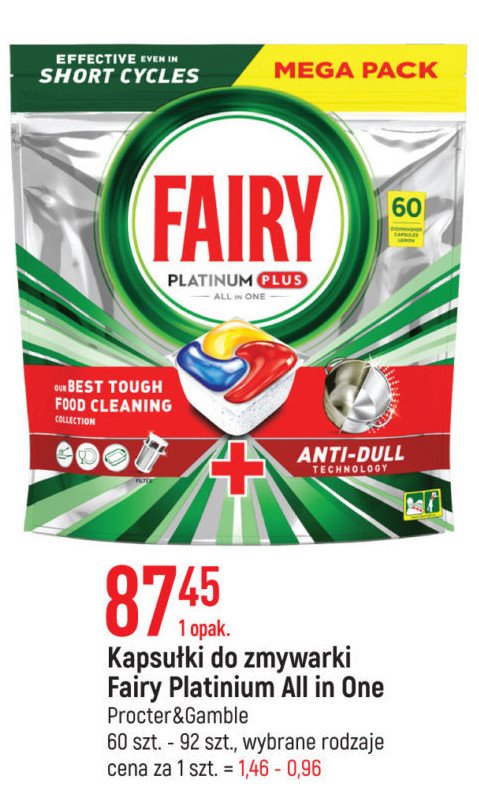 Tabletki do zmywarek lemon Fairy platinum plus promocja