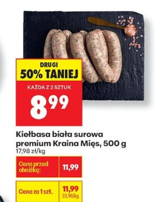 Kiełbasa biała surowa premium Kraina Mięs, 500 g promocja w Biedronka